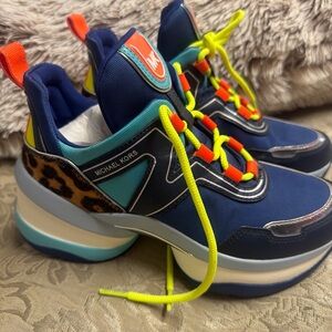 Michael Kors Blue and Neon Sneakers
